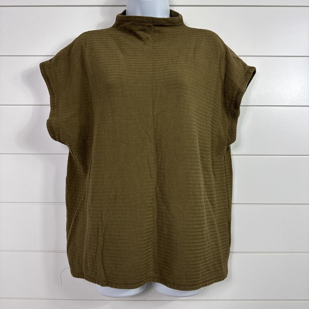 Madewell Oversized Funnel Neck Tunic Top Olive Green sz M